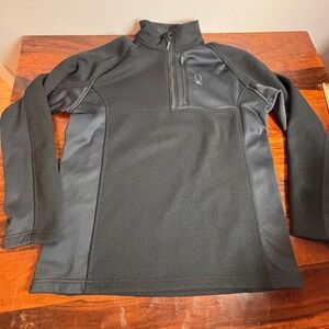 Spyder Mens XL Black‎ 1/4 Zip Waffle Knit Fleece Pullover Jacket 1619902